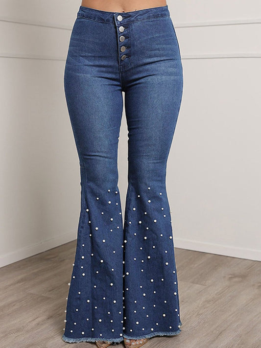 Button Fly Flare Jeans-Teresa&#39;s Fashionista LLC