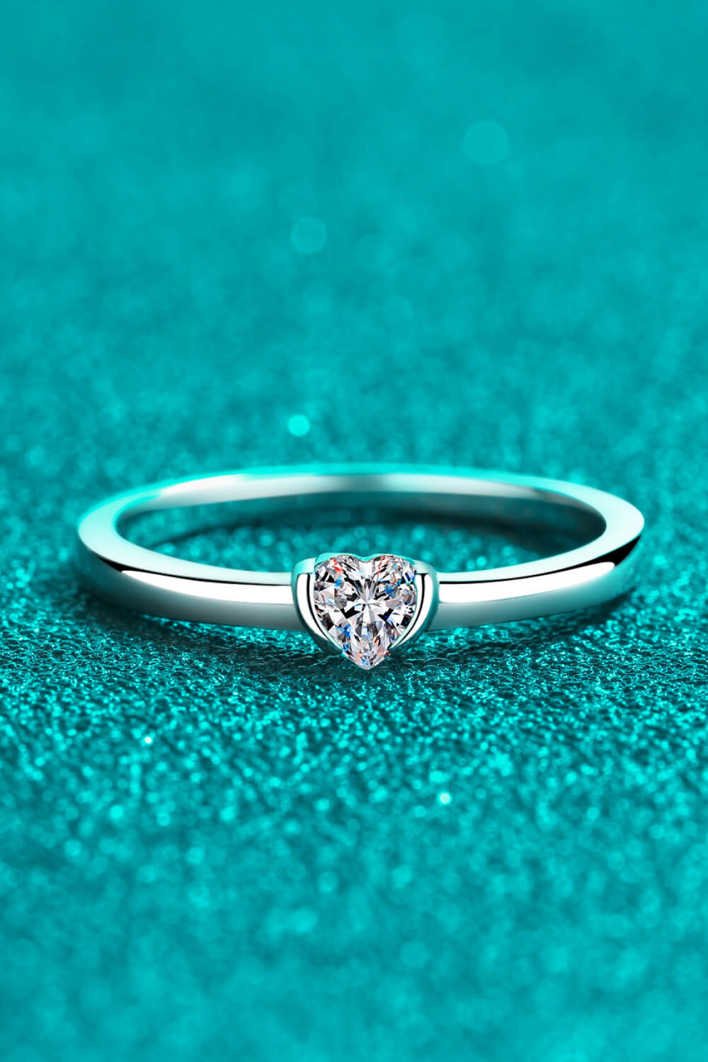 Heart-Shaped Moissanite Solitaire Ring-Teresa&#39;s Fashionista LLC