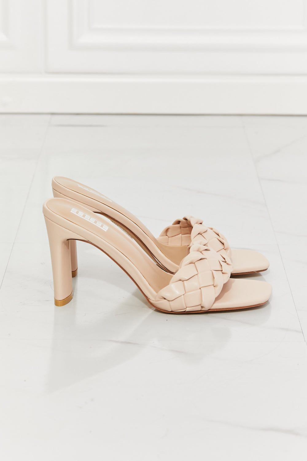 MMShoes Top of the World Braided Block Heel Sandals in Beige-Teresa&#39;s Fashionista LLC