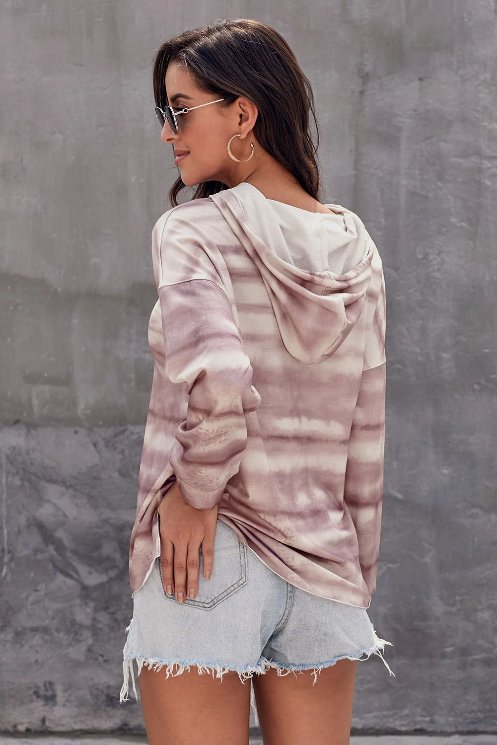 Tie-Dye Long Sleeve Drawstring Hoodie-Teresa&#39;s Fashionista LLC