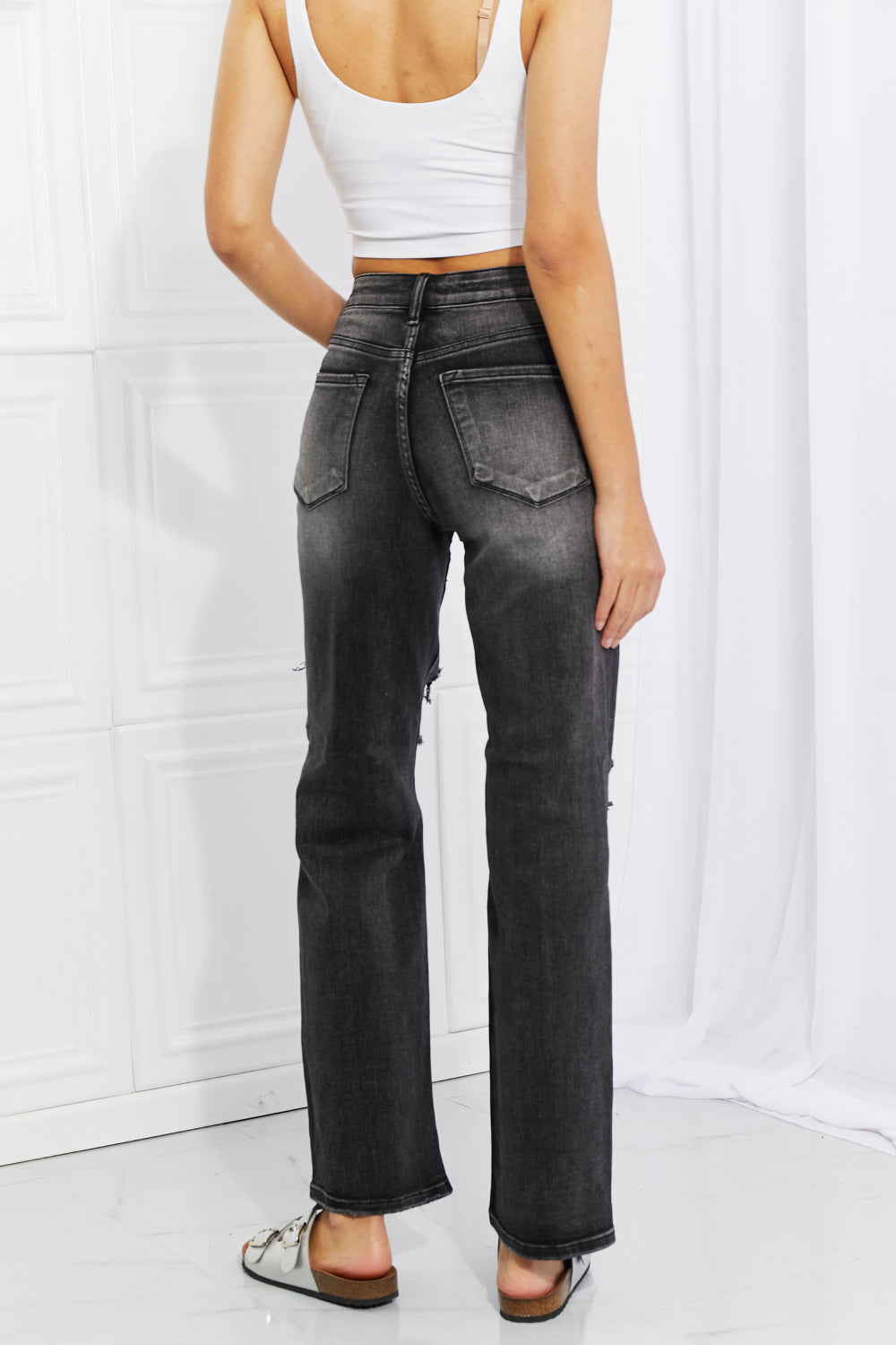 RISEN Full Size Lois Distressed Loose Fit Jeans-Teresa&#39;s Fashionista LLC