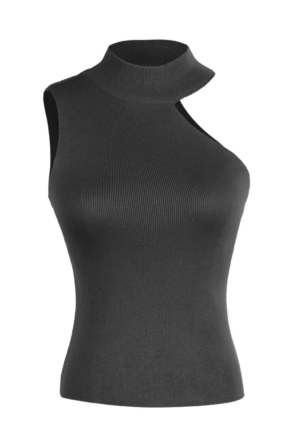 Asymmetrical Sleeveless Rib-Knit Top-Teresa&#39;s Fashionista LLC