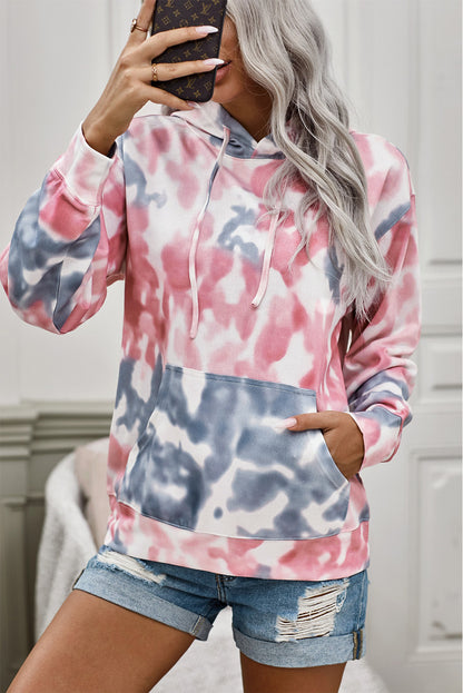 Tie-Dye Dropped Shoulder Drawstring Hoodie-Teresa&#39;s Fashionista LLC