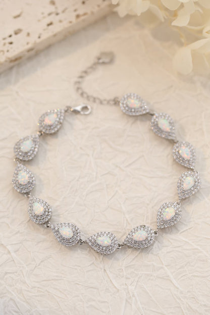 925 Sterling Silver Opal Bracelet-Teresa&#39;s Fashionista LLC