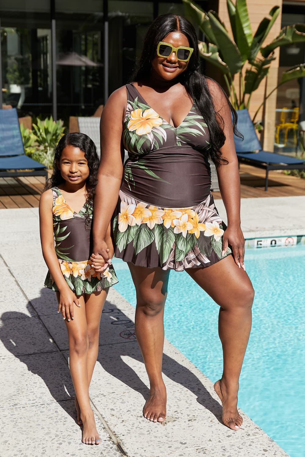 Marina West Swim Full Size Clear Waters Swim Dress in Aloha Brown-Teresa&#39;s Fashionista LLC