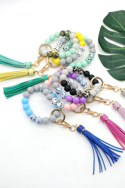 Assorted 2-Pack Multicolored Beaded Tassel Keychain-Teresa&#39;s Fashionista LLC