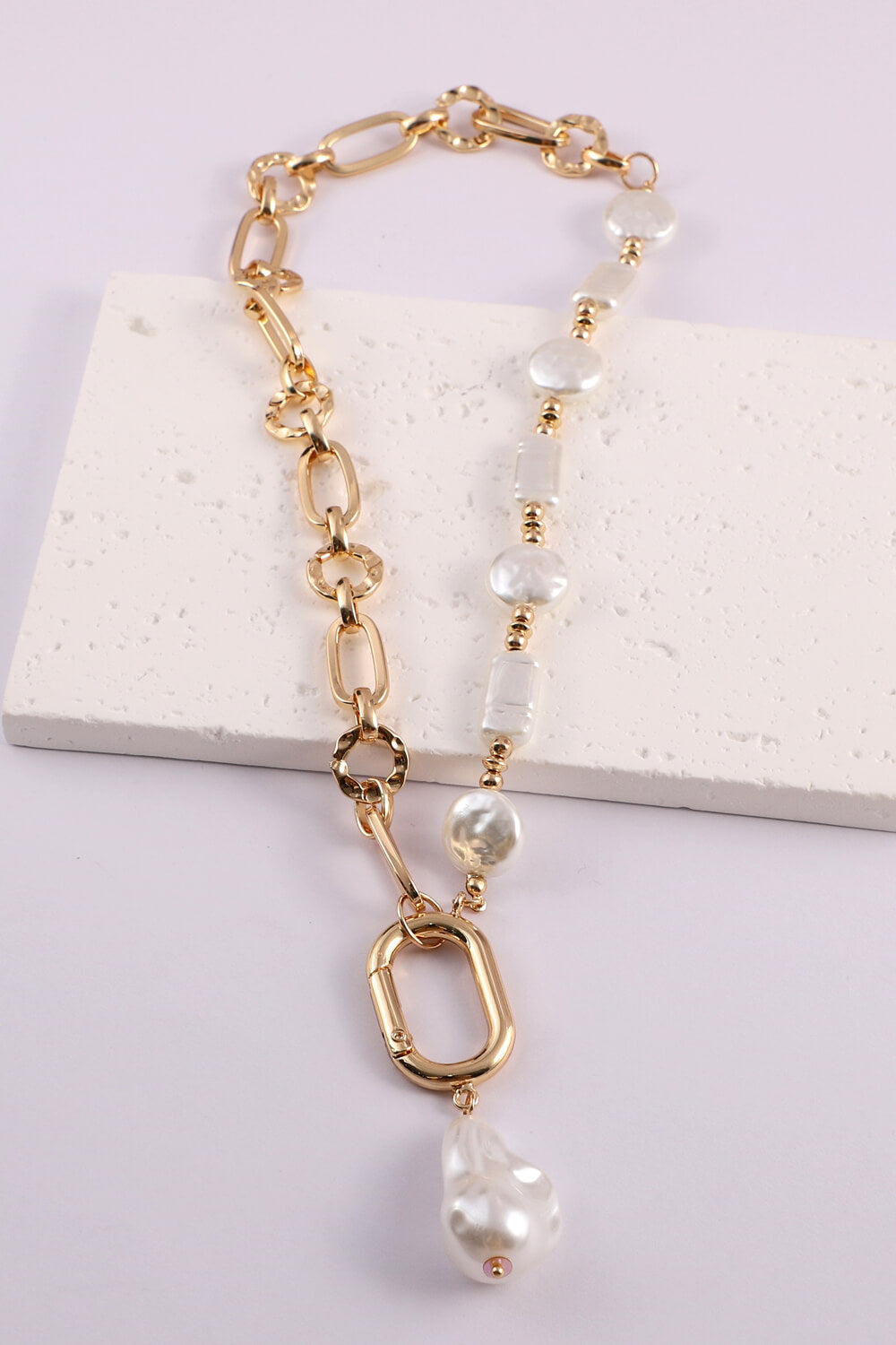 Freshwater Pearl Pendant Chunky Chain Necklace-Teresa&#39;s Fashionista LLC