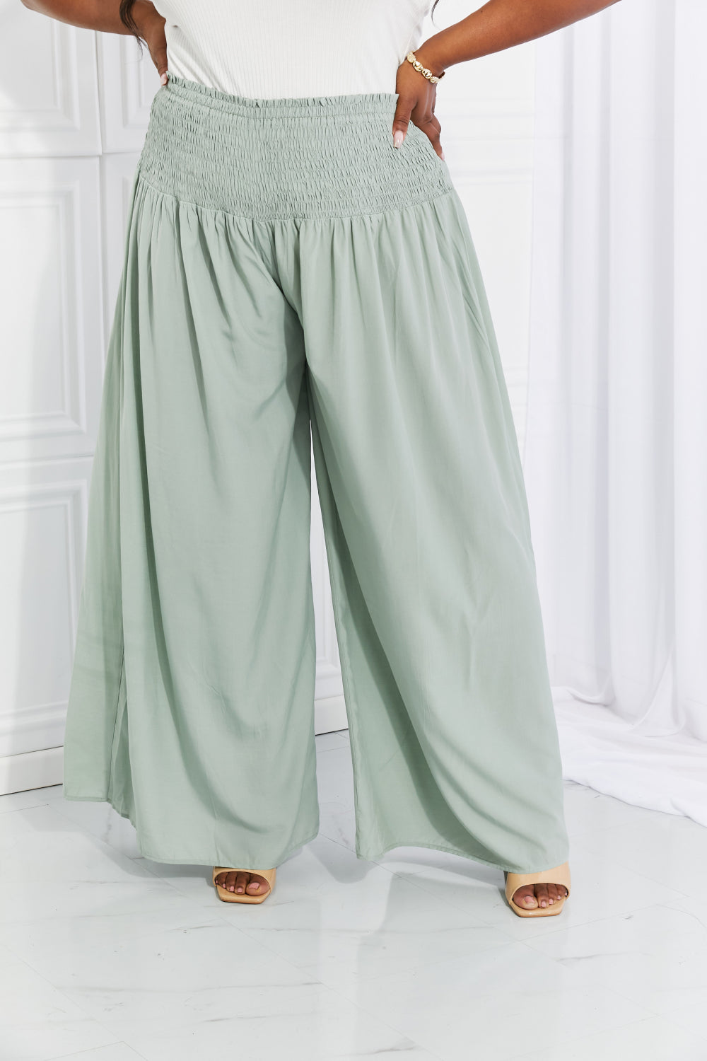 HEYSON Full Size Beautiful You Smocked Palazzo Pants-Teresa&#39;s Fashionista LLC