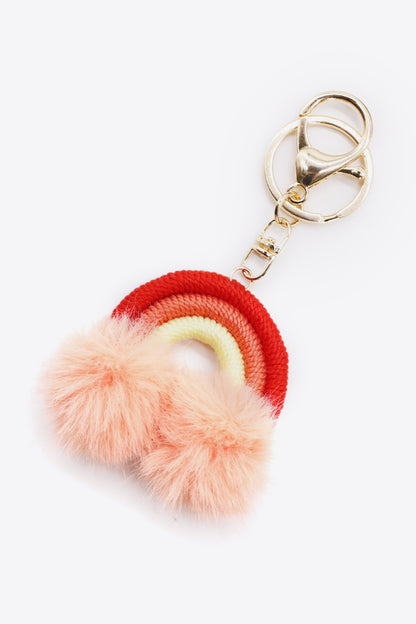 Assorted 4-Pack Rainbow Pom Pom Keychain-Teresa&#39;s Fashionista LLC