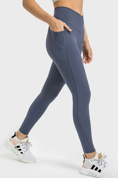 V-Waist Yoga Leggings with Pockets-Teresa&#39;s Fashionista LLC