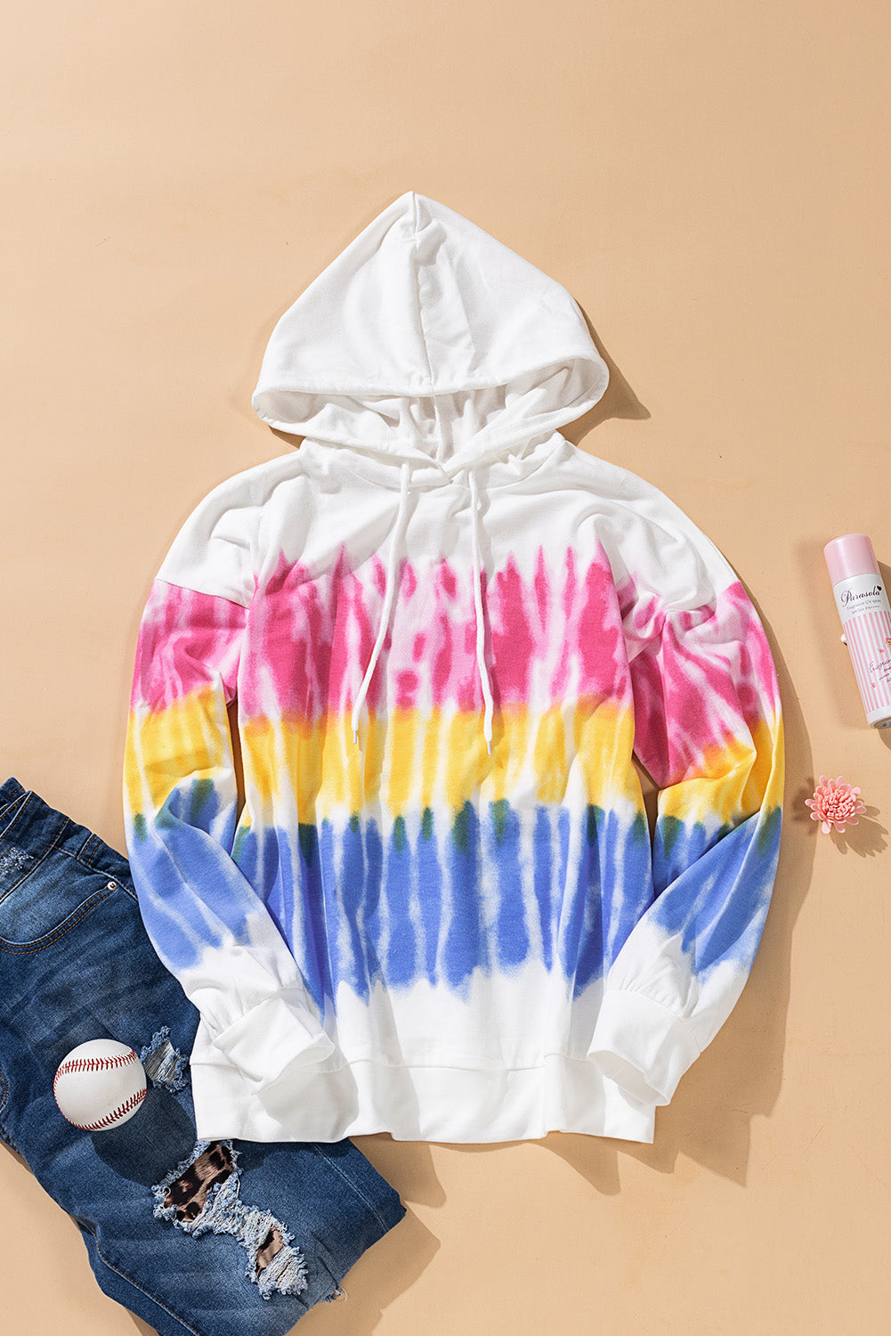 Tie-Dye Drawstring Pullover Hoodie-Teresa&#39;s Fashionista LLC