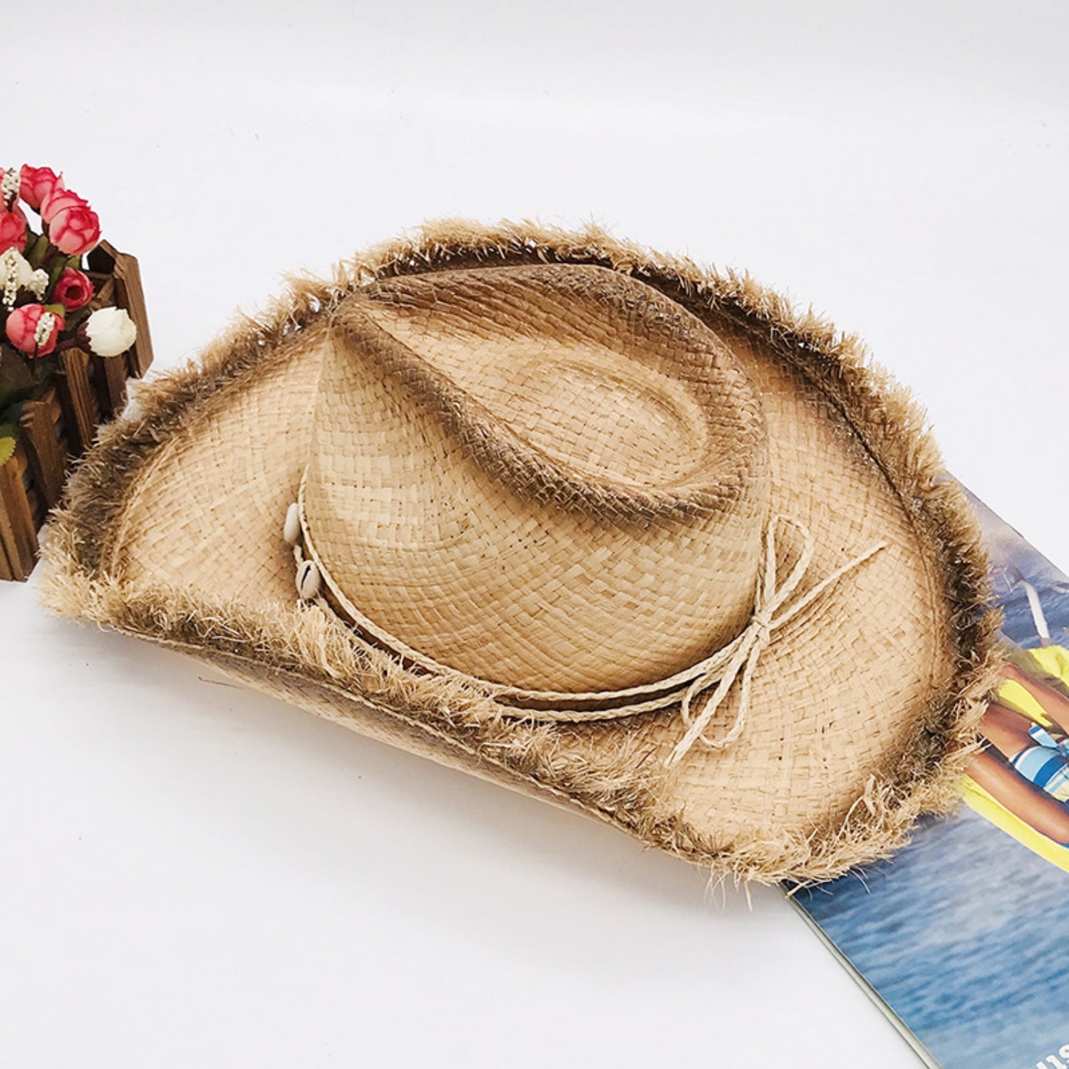 Raw Hem Wide Brim Raffia Hat-Teresa&#39;s Fashionista LLC