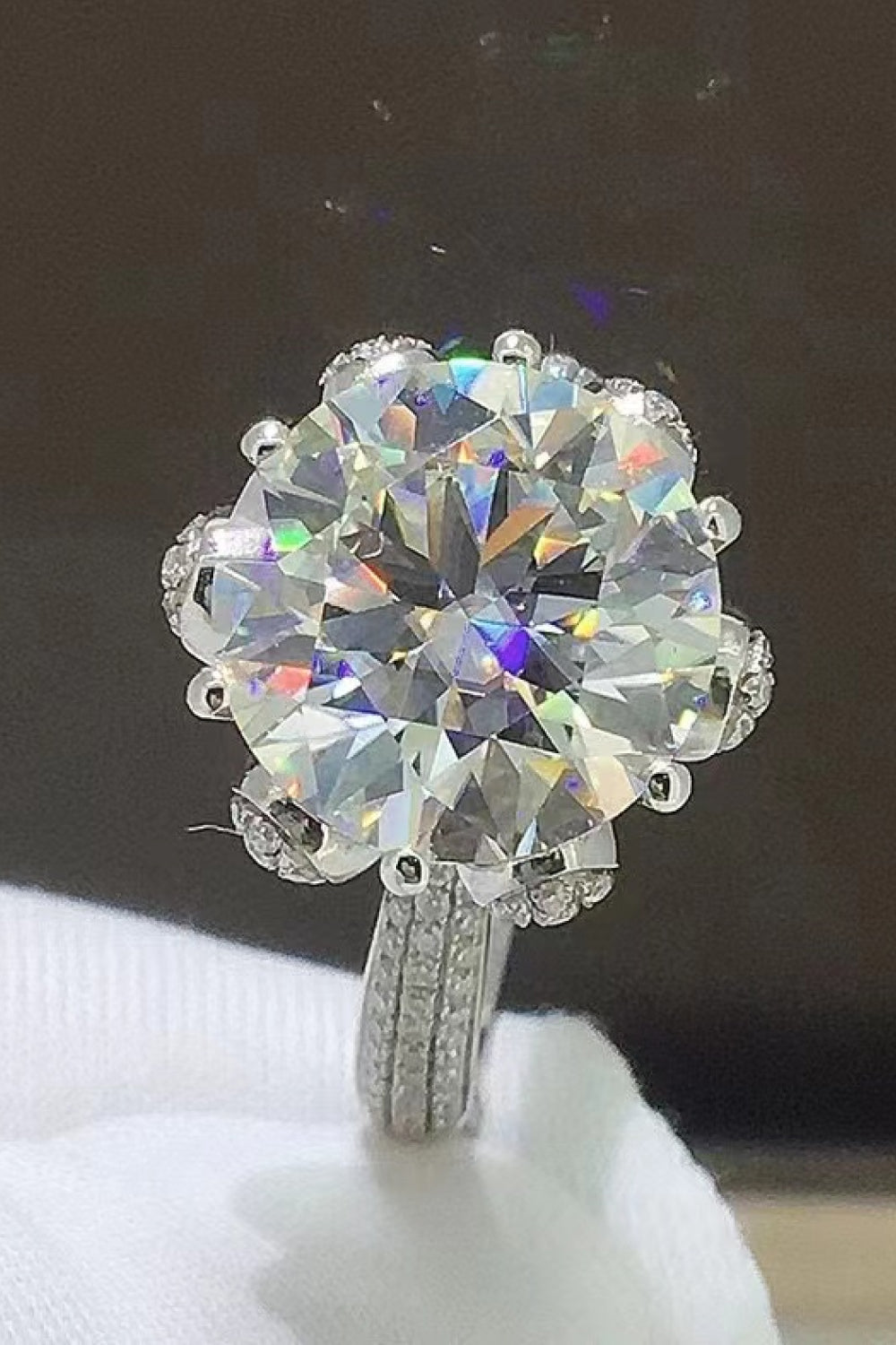 5 Carat Moissanite Side Stone Ring-Teresa&#39;s Fashionista LLC