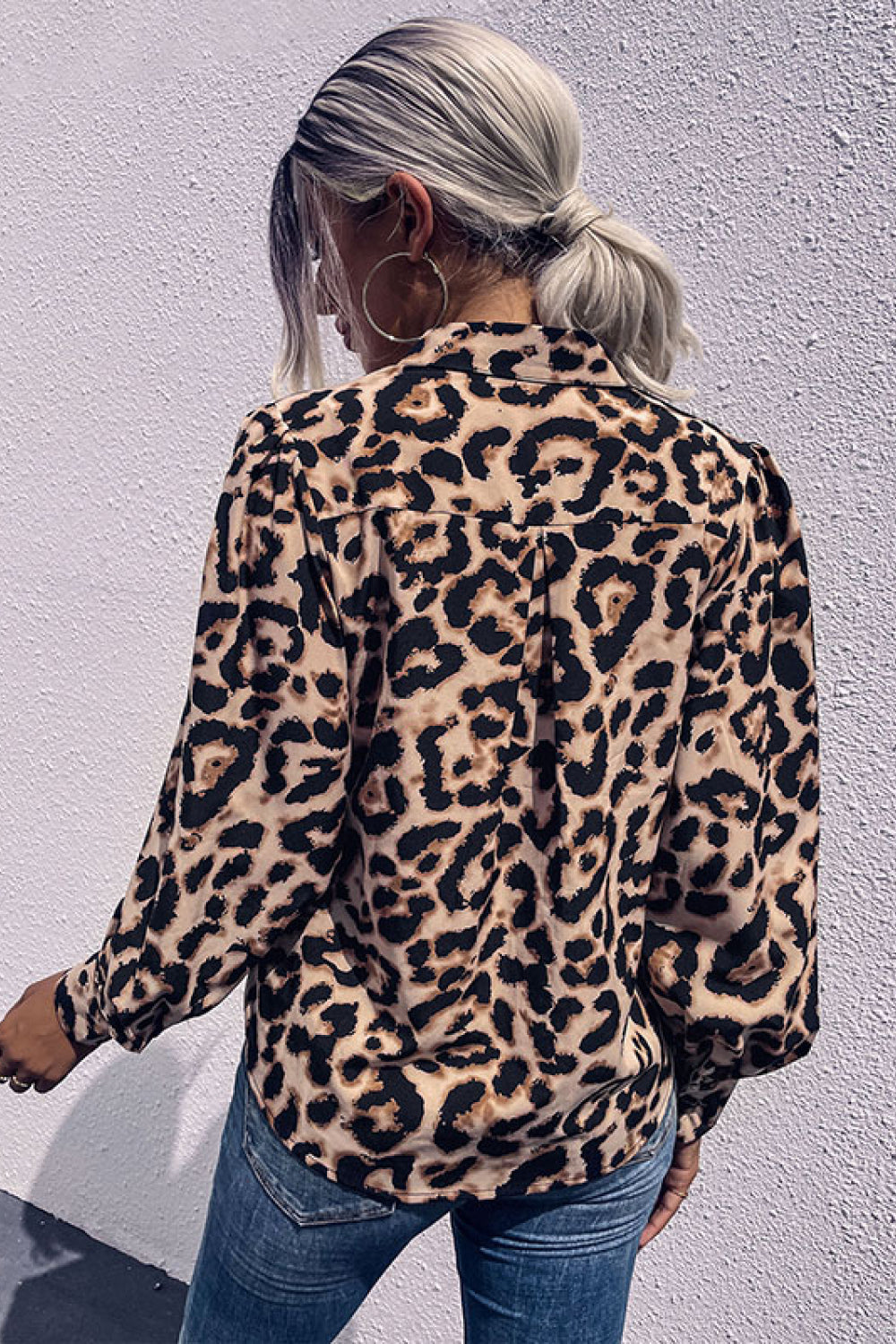 Leopard Printed Button Down Blouse-Teresa&#39;s Fashionista LLC