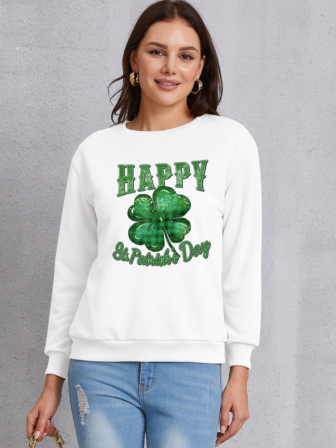 HAPPY ST. PATRICK'S DAY Dropped Shoulder Sweatshirt-Teresa&#39;s Fashionista LLC