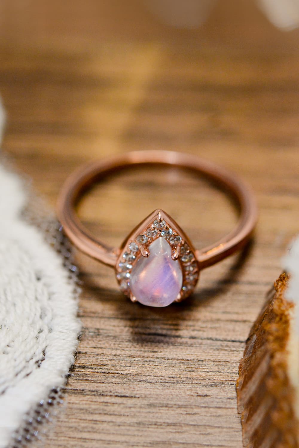 Moonstone Teardrop 925 Sterling Silver Halo Ring-Teresa&#39;s Fashionista LLC