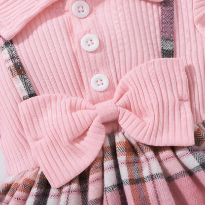 Baby Girl Plaid Collared Bow Detail Dress-Teresa&#39;s Fashionista LLC