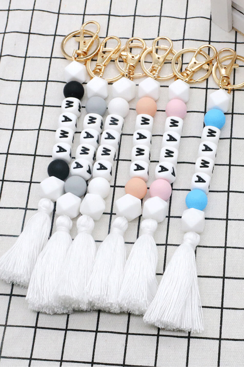 Assorted 2-Pack Mama Beaded Tassel Keychain-Teresa&#39;s Fashionista LLC