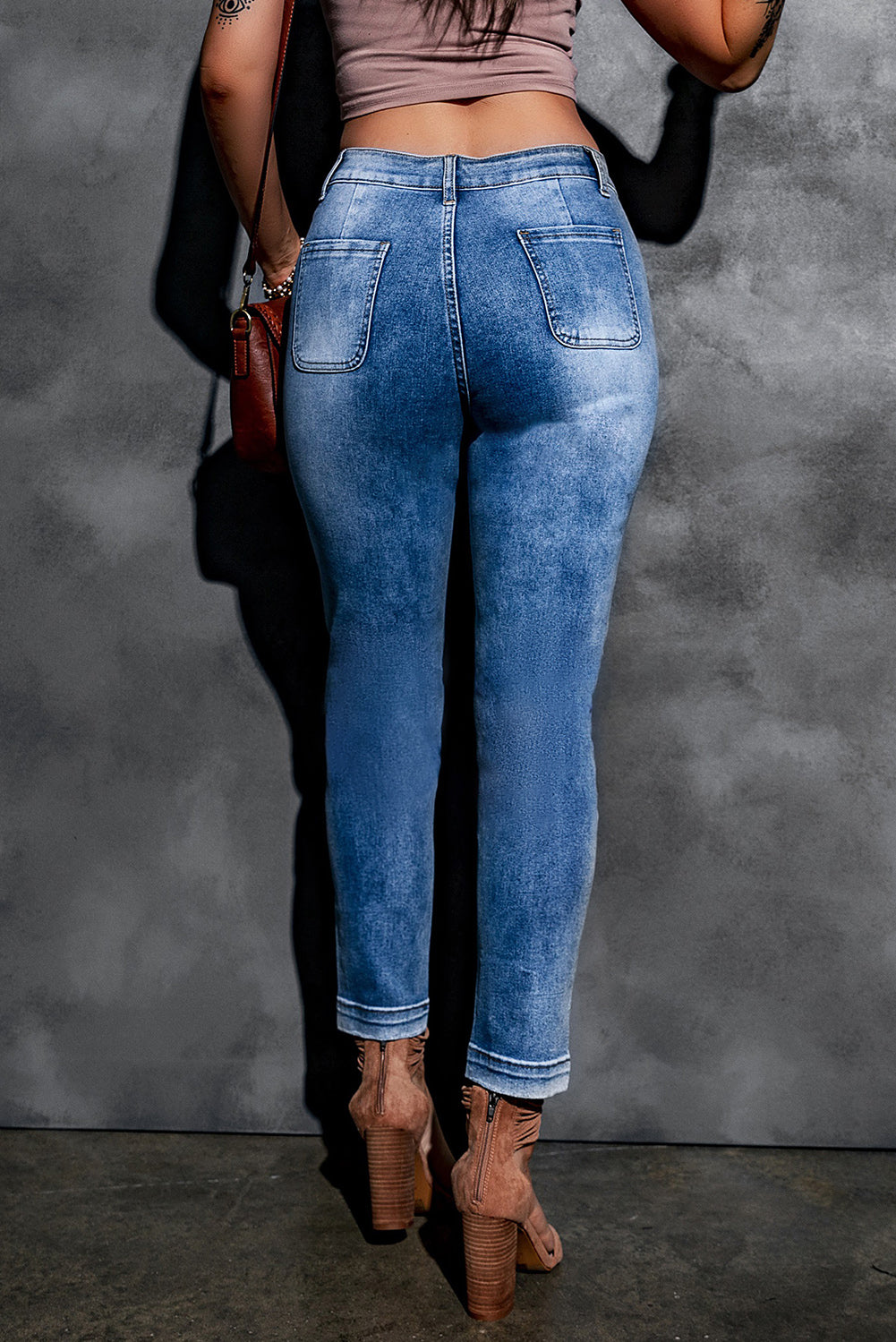 Button Fly Center Seam High Rise Jeans-Teresa&#39;s Fashionista LLC