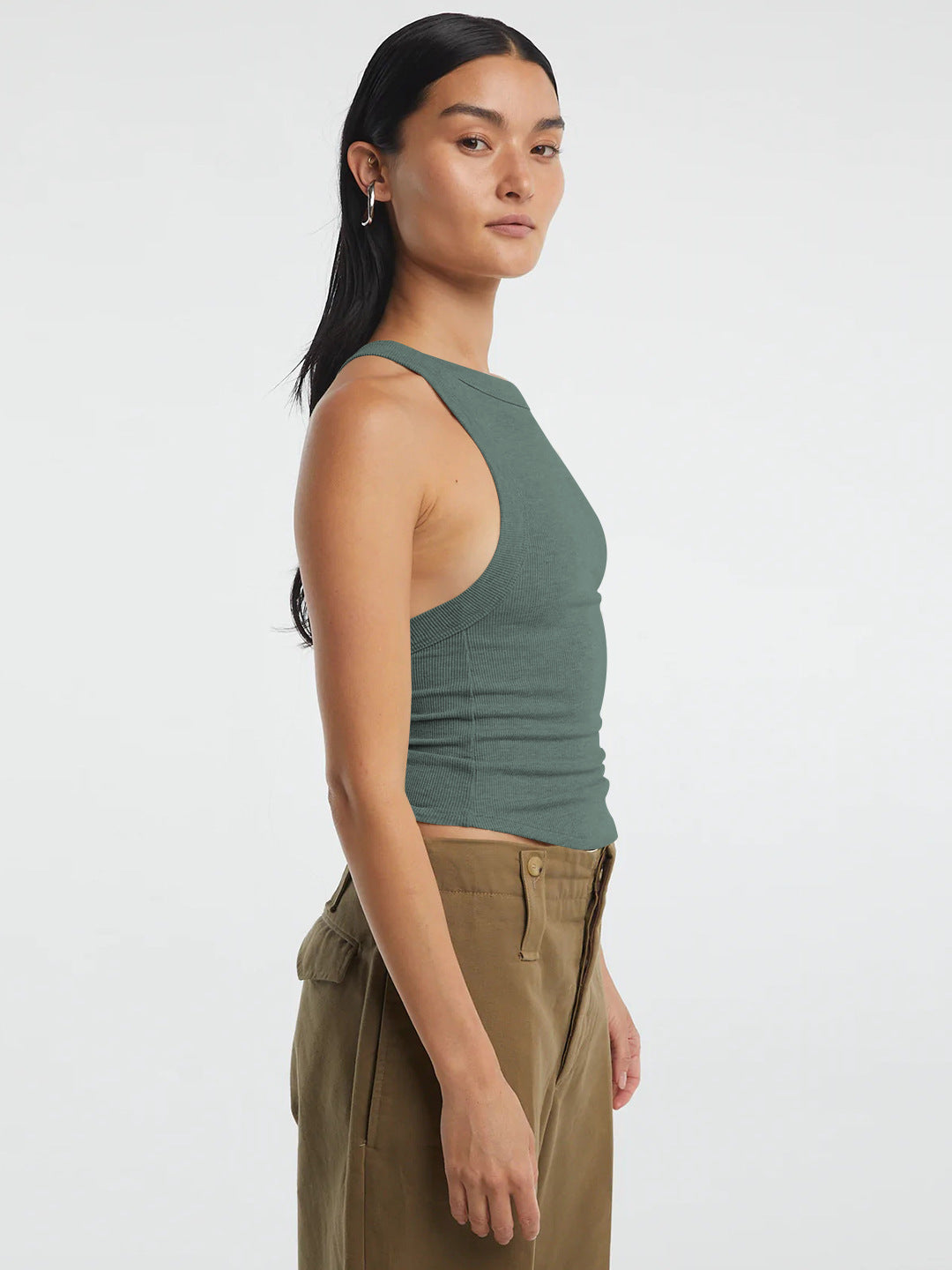 Halter Neck Ribbed Cropped Top-Teresa&#39;s Fashionista LLC