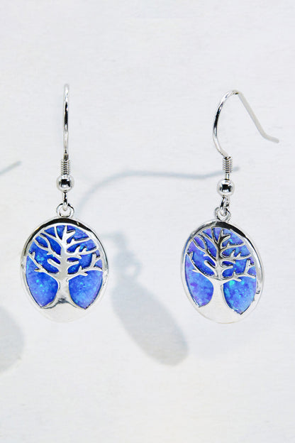 Opal Blue Platinum-Plated Drop Earrings-Teresa&#39;s Fashionista LLC