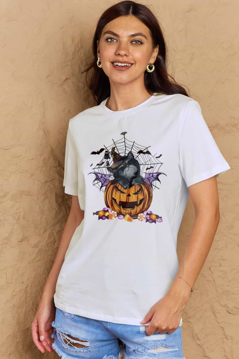 Simply Love Full Size Jack-O'-Lantern Graphic T-Shirt-Teresa&#39;s Fashionista LLC