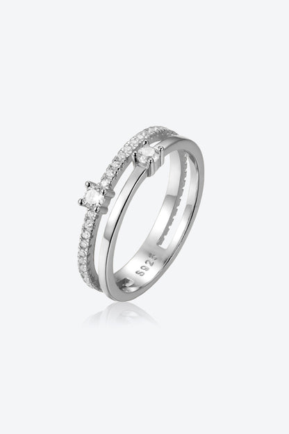 Zircon 925 Sterling Silver Double-Layered Ring-Teresa&#39;s Fashionista LLC