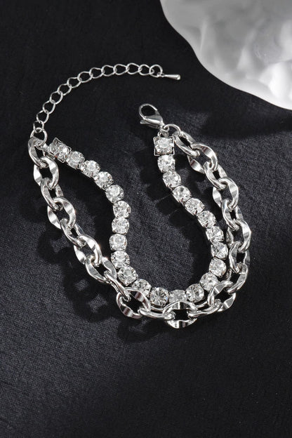 Double-Layered Zircon Decor Alloy Bracelet-Teresa&#39;s Fashionista LLC