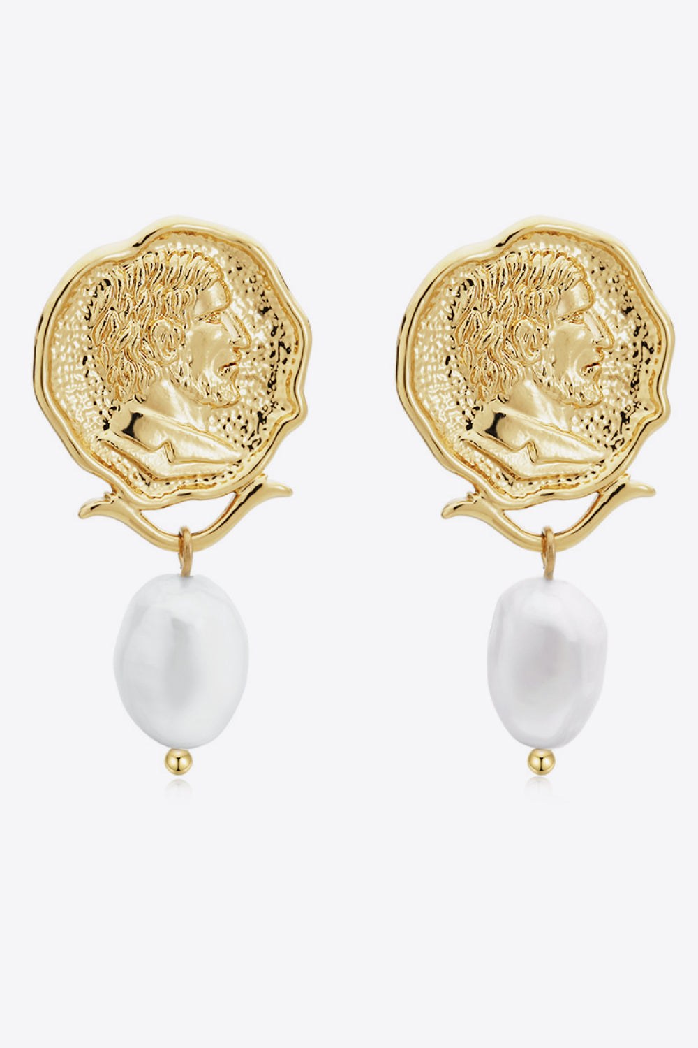 Gold-Plated Pearl Drop Earrings-Teresa&#39;s Fashionista LLC