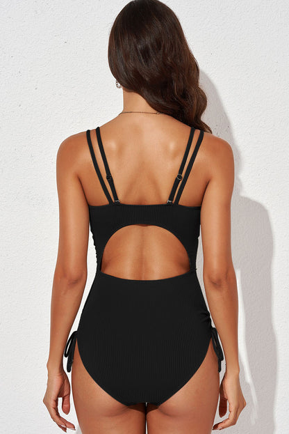 Tied Cutout Plunge One-Piece Swimsuit-Teresa&#39;s Fashionista LLC