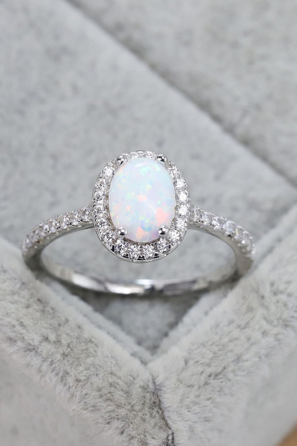 Opal 925 Sterling Silver Halo Ring-Teresa&#39;s Fashionista LLC