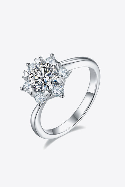 1 Carat Moissanite 925 Sterling Silver Cluster Ring-Teresa&#39;s Fashionista LLC