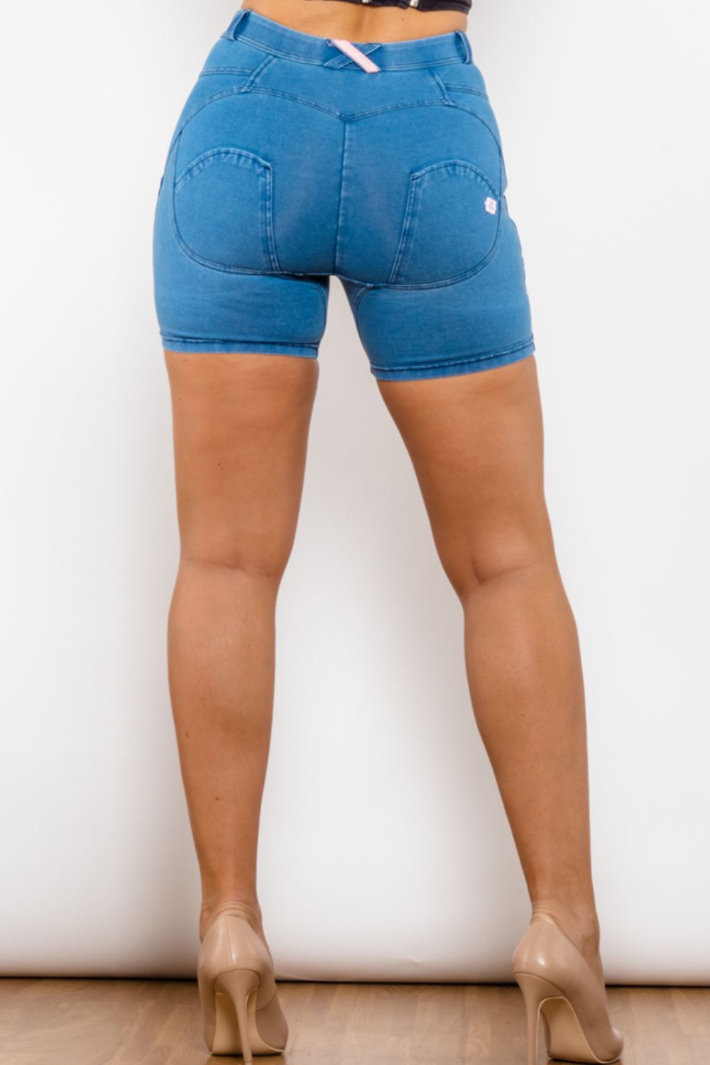 Full Size Buttoned Skinny Denim Shorts-Teresa&#39;s Fashionista LLC