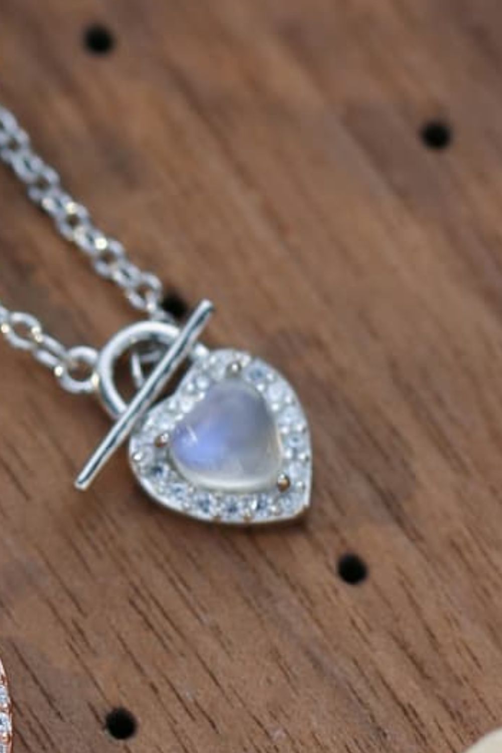 Moonstone Heart Lock Pendant Necklace-Teresa&#39;s Fashionista LLC