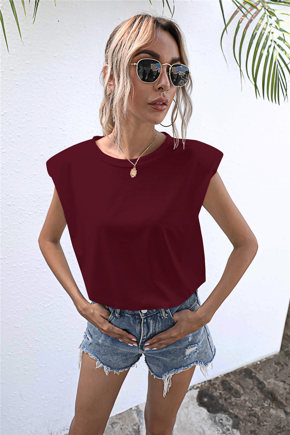 Round Neck Cap Sleeve Tee-Teresa&#39;s Fashionista LLC