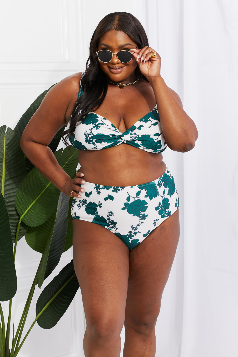 Marina West Swim Take A Dip Twist High-Rise Bikini in Forest-Teresa&#39;s Fashionista LLC