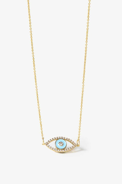 Evil Eye Pendant Gold Plated Chain Necklace-Teresa&#39;s Fashionista LLC