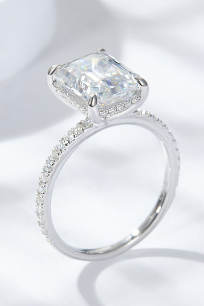 Emerald Cut 4 Carat Moissanite Side Stone Ring-Teresa&#39;s Fashionista LLC