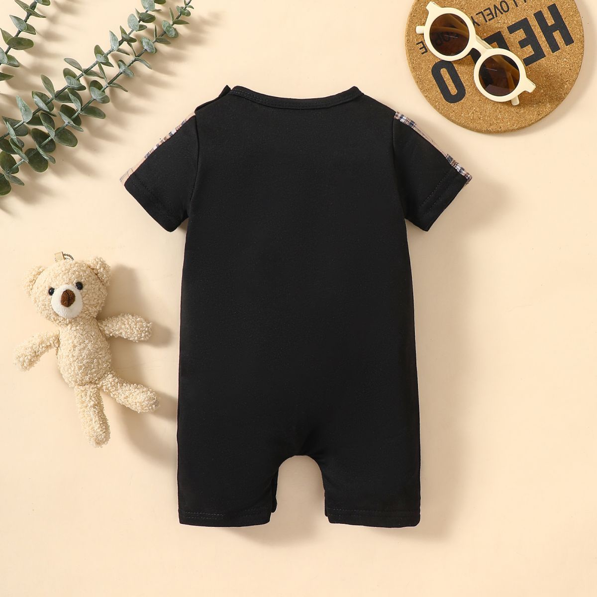 Baby MINI BOSS Bear Graphic Short Sleeve Romper-Teresa&#39;s Fashionista LLC