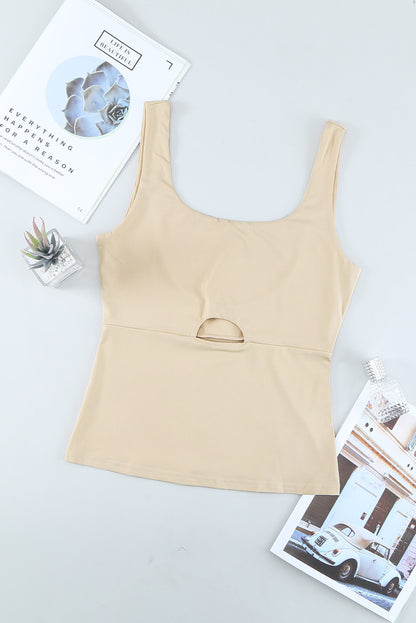 Heathered Cutout Scoop Neck Tank-Teresa&#39;s Fashionista LLC