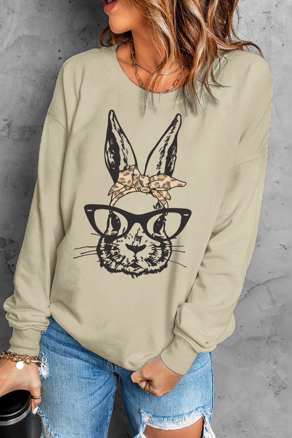 Easter Graphic Drop Shoulder Sweatshirt-Teresa&#39;s Fashionista LLC