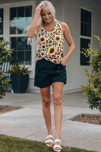 Sunflower Scoop Neck Tank-Teresa&#39;s Fashionista LLC