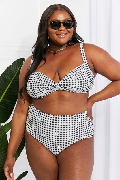 Marina West Swim Take A Dip Twist High-Rise Bikini in Black-Teresa&#39;s Fashionista LLC