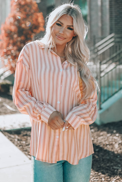 Striped Button-Up Dropped Shoulder Shirt-Teresa&#39;s Fashionista LLC