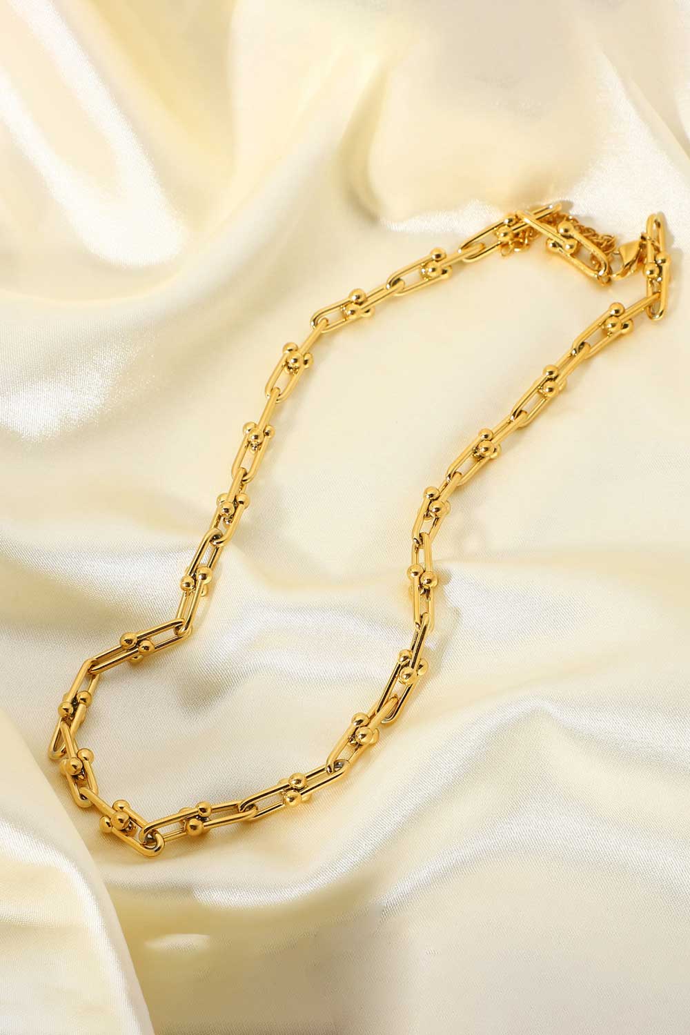 18K Stainless Steel U-Shape Chain Necklace-Teresa&#39;s Fashionista LLC