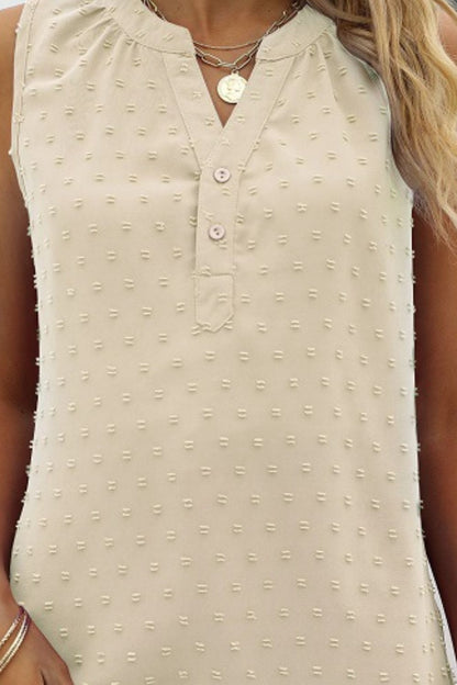 Swiss Dot Notched Neck Tank-Teresa&#39;s Fashionista LLC