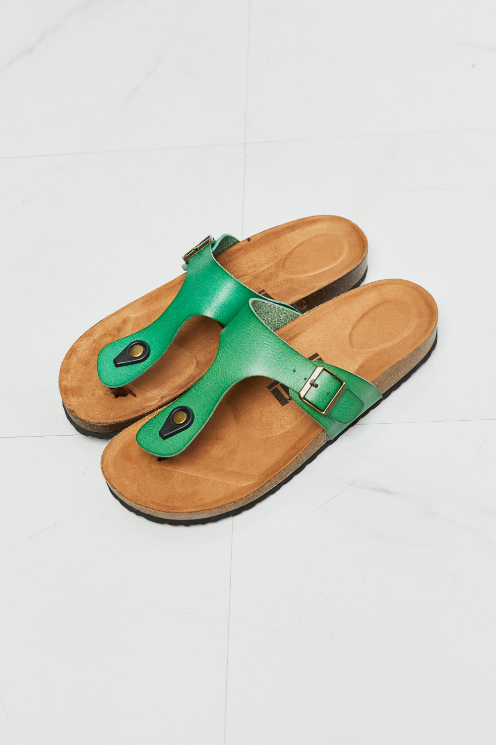 MMShoes Drift Away T-Strap Flip-Flop in Green-Teresa&#39;s Fashionista LLC