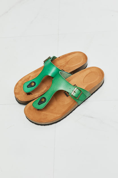 MMShoes Drift Away T-Strap Flip-Flop in Green-Teresa&#39;s Fashionista LLC