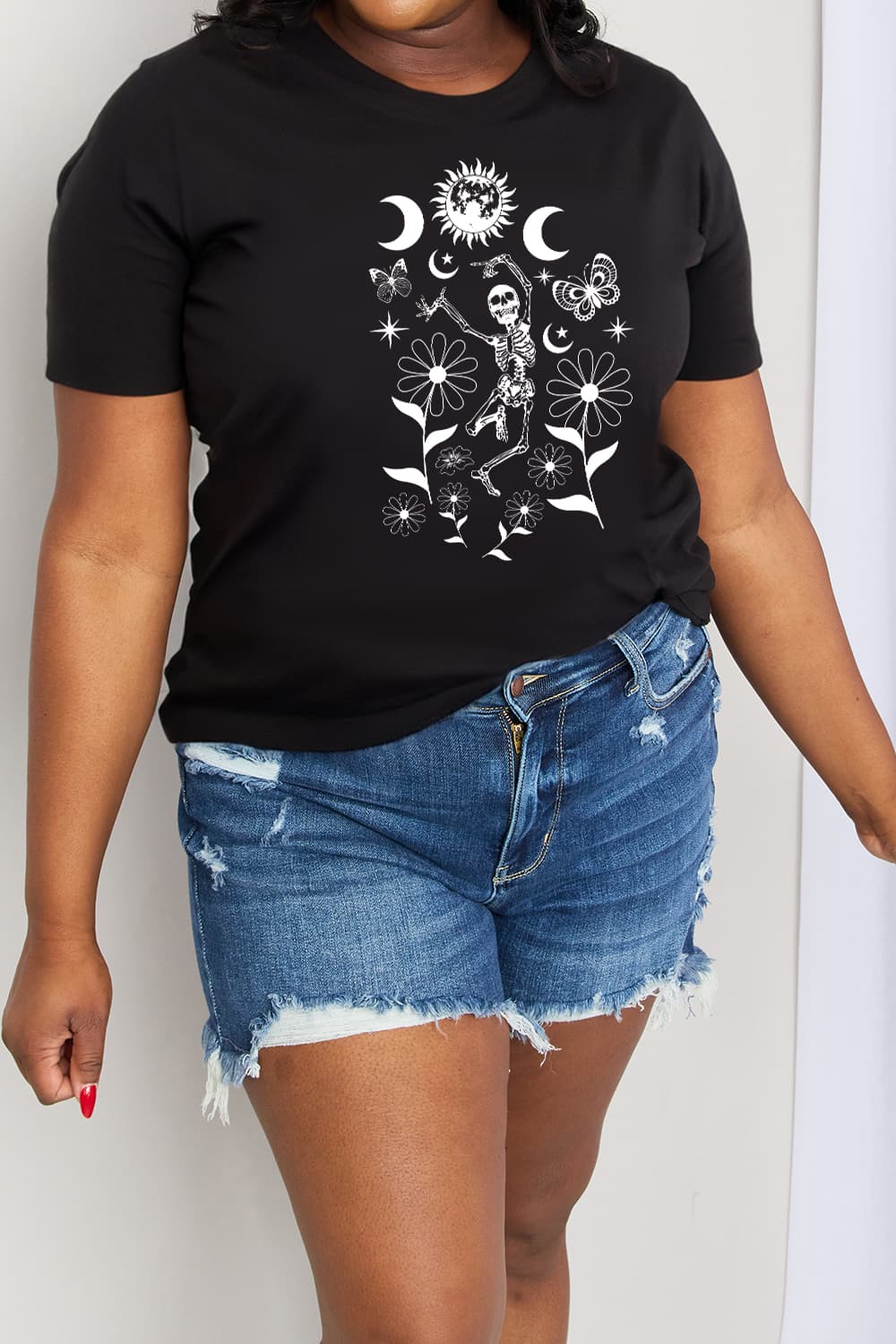 Simply Love Full Size Skeleton Graphic Cotton Tee-Teresa&#39;s Fashionista LLC