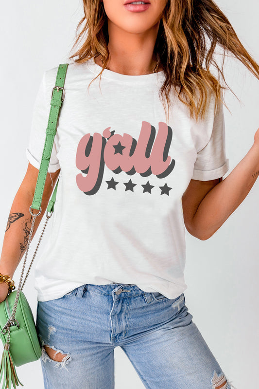 Y'ALL Graphic Round Neck Tee-Teresa&#39;s Fashionista LLC